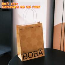 10pcs BOBA Paper Bags With Handles, Vintage Plaid Pattern Paper Bags ...