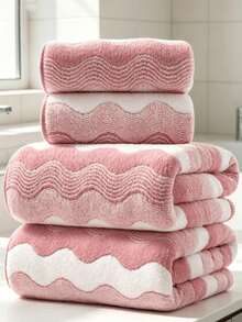 Soft High Absorbent Quick Dry Bath Towel And Beach Towel Set, Suitable For Bathrobe, Women's Drying Robe, Waterproof Coat, Bathroom Accessories, Home And Room Decor, Autumn Home Decor, Halloween Home Decor, Christmas Stocking Gift - Pink - View 1