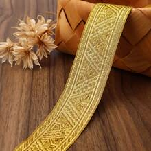 2/5碼金銀色刺繡提花蕾絲，適合縫製，可用於髮飾裝飾、DIY手工裝飾、禮物包裝 - 多色B - 查看 22