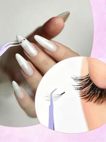 5/1pc Precision Tweezers, Bent Tip Stainless Steel Long Handle Manual Tweezers With Protective Cap, Suitable For Eyelash Extension, Eyebrow Grooming, Jewelry Making, Handmade DIY, Stickers - Multicolor - View 6