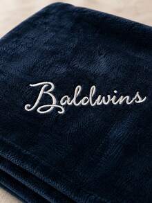 1PC Personalized Custom Text Embroidered Solid Flannel Throw Blanket, 2 Colors Optional, Decorative Cover For Armchair Sofa Bedroom, Ideal Holiday Anniversary Birthday Gift For Family Members - Multicolor - View 3
