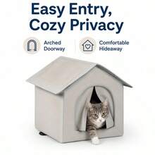 Enclosed Cat House Warm Cat Cave Bed Indoor Kitten Private Resting Nest Foldable S/M/L - one-size - View 9