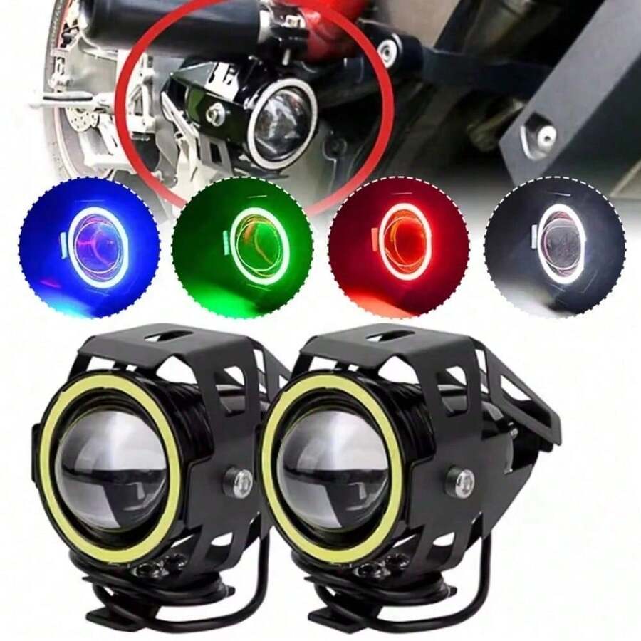 1pc Motorcycle Fog Lights With Switch, 12V/24V 7.62cm Halo Auxiliary Light For ATV Scooter Trucks Exploratory Lights For Moto Pair Multicolored - U7 - View 1