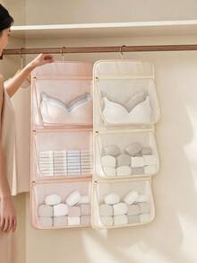 2pcs Hanging Transparent Storage Bags, Mesh Breathable Clothing Organizer, Designed For Underwear, Bras, Socks, No Drilling Easy Installation, Home And Travel Dual Use, Multi-Functional Storage Bags, Travel Essentials, Room Decor - Multicolor - View 2