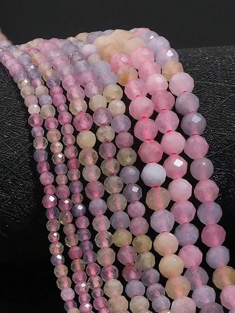 1 Strand 2/3/4mm Morganite Faceted Natural Stone Beads Loose Spacer Beads For Jewelry Making DIY Necklace Bracelet Accessories - Multicolor - View 1