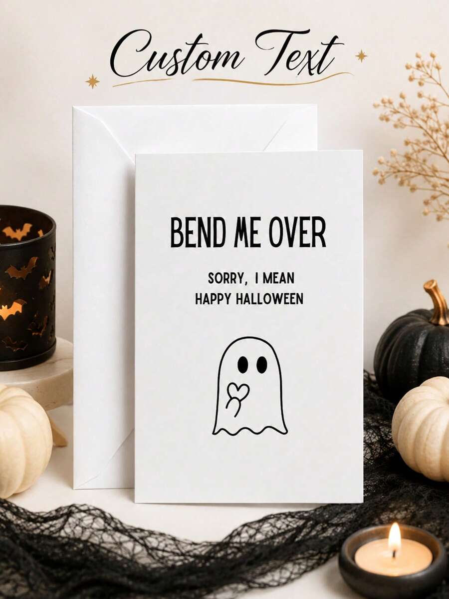 Custom Greeting Cards (With Envelopes), Personalized Text, Customized Greeting Cards, Halloween Party Invitation Cards, Ghost Theme Greeting Cards, Wedding Greeting Cards, Paper, Fantasy, Suitable For Son, Daughter, Halloween, Christmas, Valentine's Day, Expressing Gratitude, Missing You - Multicolor - View 1