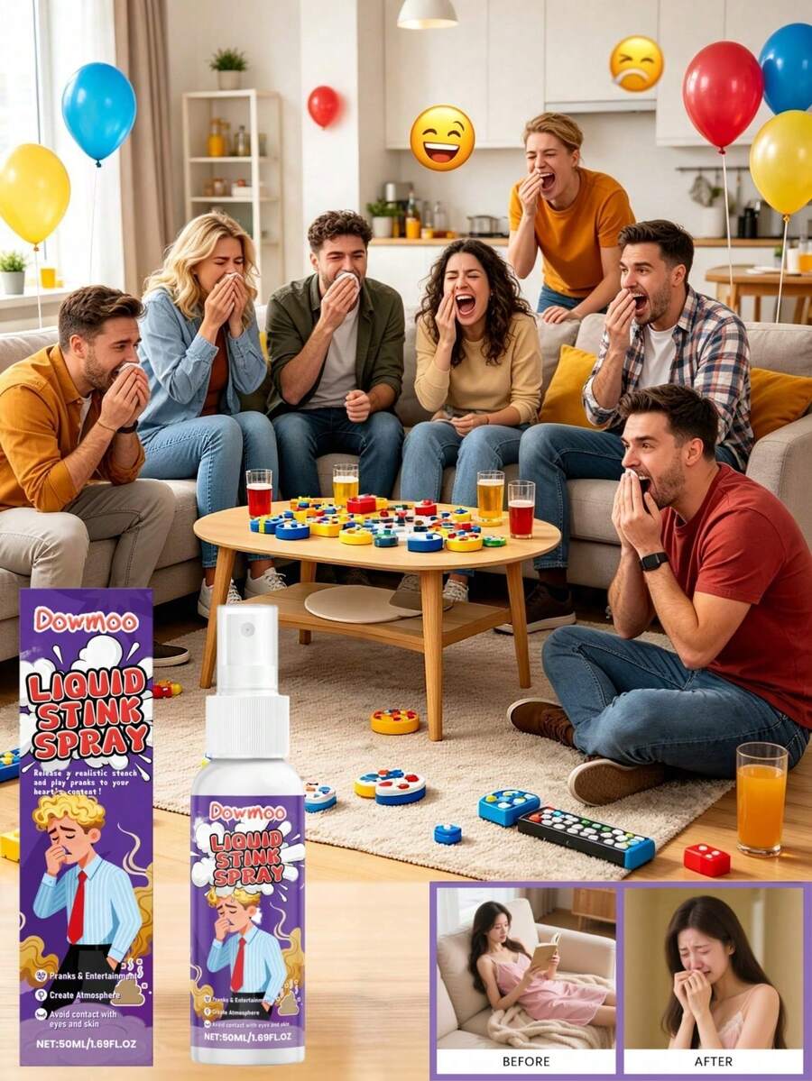 Fart Spray - A Fun And Entertaining Portable Prank Spray, Suitable For Adult Parties. This Realistic Fart Spray Is Designed To Be Compact And Portable, Easily Fitting In Your Pocket For Carrying. Just A Gentle Press To Activate The Spray, Instantly Creating A Cheerful Atmosphere, Enhancing The Party Mood, And Bringing Endless Laughter. - View 1