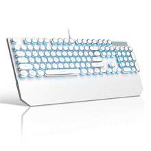 MageGee - STORM Punk Wired Mechanical Keyboard, 104 Tombol, Saklar Biru, Tutup Tombol Bulat Retro dengan Sandaran Pergelangan Tangan Magnetik, Anti-Ghosting, Lampu Latar Warna Solid/Pelangi yang Dapat Diatur, Tersedia Berbagai Warna, Cocok untuk PC/Laptop/Rumah/Gaming/Hadiah - View 17