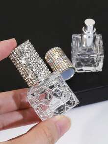 1pc 10ml Exquisite Refillable Aluminum Spray Tip Glass Bottle Diamond Pattern Small Perfume Atomizer Bottle For Travel Cologne Perfume Pump Box Bottle Portable, Room, Bedroom, Daily Applicable Bottle,Jar,Perfume, Glass Containers, Perfume Sprayers - View 2