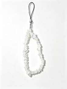 1pc Minimal Crystal Chip Beaded Phone Wrist Strap, White Purple Black Irregular Stone Universal Phone Charm Lanyard Pendant For Phone Case Camera Key Handbag - Multicolor - View 9
