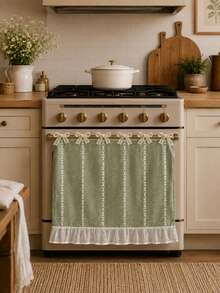 Country Style Oven Door Curtain, Bohemian Kitchen Stove Handle Cover With Lace Bow And Ruffle Edge, Multiple Colors Available, Farmhouse Kitchen Home Decor, Suitable For Home Kitchen Cabinet Decoration, Rustic Appliance Dust Cover - Multicolor - View 16