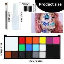 JIHUIPAI Kit Cat Wajah & Tubuh Berbasis Air 18 Warna dengan Kuas & Botol Semprot – Tidak Iritasi, Mudah Dicuci, Sempurna untuk Halloween, Pesta Ulang Tahun & Riasan Panggung - Cat yang larut dalam air - View 12