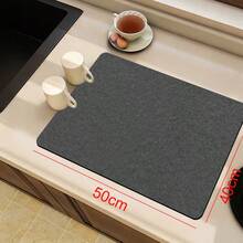1pc Solid Color Drying Mat, Non-Slip Absorbent Wear-Resistant Coffee Machine Mat, Soft Diatomite Drainage Mat, Draining Mat, Coffee Mat, Bar Restaurant Mat, Pet Mat, Tableware Mat, Bathroom Mat, Countertop Mat For Dining Table Decor, Household Kitchen Supplies - Black - View 10