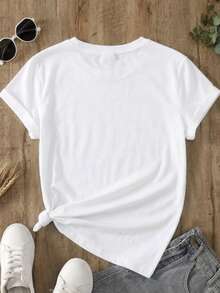 Women T-Shirts - Orange Black White - View 4