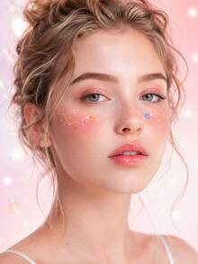 Galaxy Face Temporary Tattoo Stickers For Women, Pastel Planet, Constellation, Star & Sparkle Under Eye Cheek Decals, Waterproof Long Lasting Face Stickers For Festival, Party, Rave & Cute Makeup Looks - Multicolor - View 3