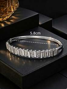 1pc Heavy-Duty Ladder-Style Pave Diamond Bracelet, Fully Embellished With Sparkling Diamonds, Exquisite And Elegant Design, Women's Gift Accessory - Bracelet - View 2
