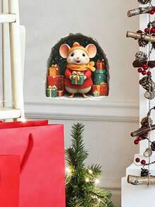 Christmas Mouse Hole Stickers Removable Waterproof PVC Wall Decals For Baseboards, Stair Corners, Cabinets And Indoor Surfaces Halloween Party Decor - A - View 8