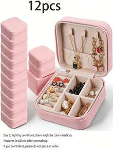 1/6/12pcs Mini Jewelry Box Wholesale, Jewelry Storage Box, Portable Travel Zipper Organizer, For Rings Earrings Necklaces And More, Home Decor, New Year Gift, Valentine's Day Women Christmas Gift, Jewelry Box - Multicolor - View 13
