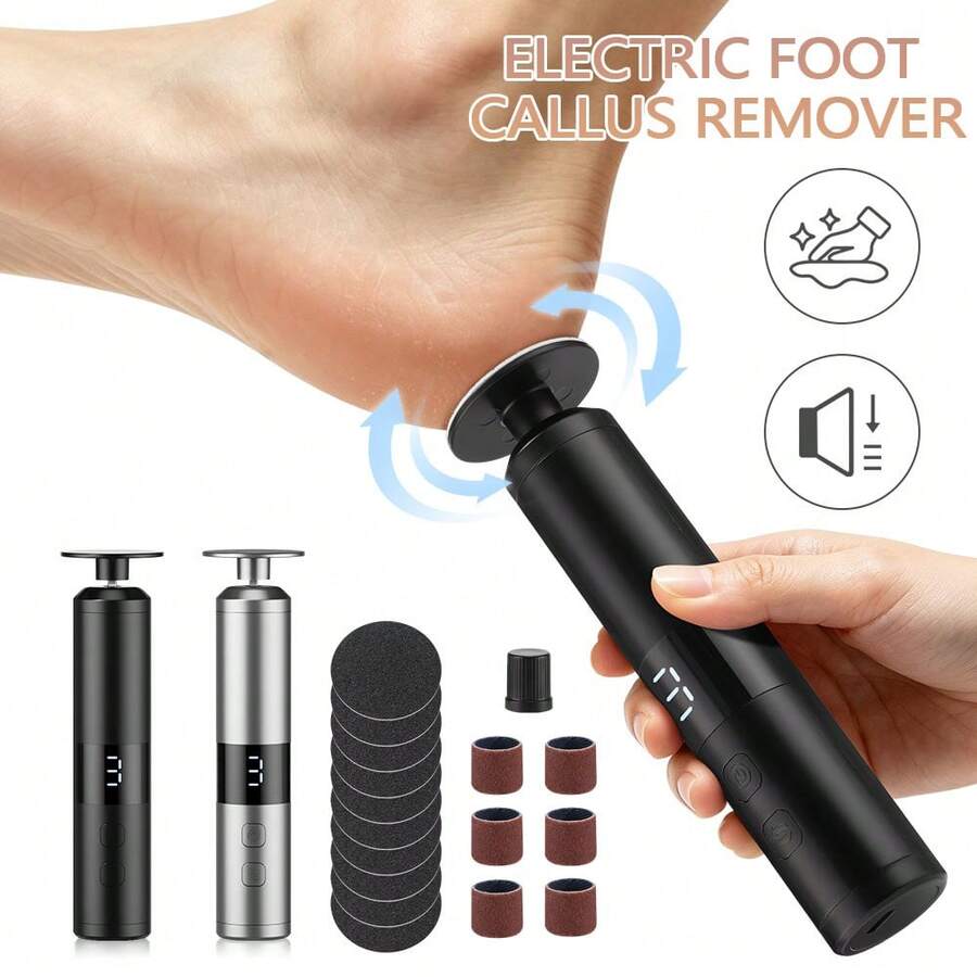 電動腳部繭皮去除器 2合1足部磨光機與指甲磨光機，附10片砂紙盤、6個指甲磨光環，多功能專業足部繭皮去除器，手部護理工具，去除死皮，適用於居家足部與手部護理，男女通用 - 查看 1