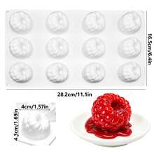 3D Raspberry Silicone Mold For Mousse Cake, 12-Cavity Fruit Pudding Raspberry Mold, Fruit Silicone Baking Mold For Baking Cakes, Pudding, Ice Cream (12-Cavity Raspberry) - View 2