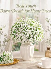 White Artificial Baby's Breath, White Artificial Plastic Material Breathable Flowers, Artificial White Fake Flowers, Large Quantity Artificial Breathable Flower Bouquets, Suitable For Tabletop Decoration, DIY Floral Art, Outdoor Garden Decoration, Wedding Decoration, Home Decoration, Room Decoration, Holiday Decoration, Spring Decoration, Summer Decoration, Essential For Spring And Summer, Autumn Decoration, Autumn Flower Bouquets, Wedding Bouquets. - Multicolor - View 5