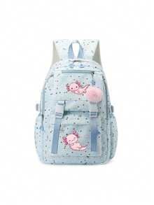 1 Pc, Creative Salamander Pattern Printed Backpack, Large Capacity Casual Backpack, Adjustable Shoulder Straps, Suitable For Daily Commute And Travel - one-size - View 6