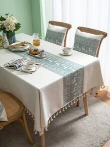 1pc Autumn/Winter Christmas Jacquard Tablecloth, Green Deer Pattern, Rectangular Tablecloth, Dining Table Cloth, Holiday Home Decor, Party Tablecloth, Suitable For Kitchen, Dining Room, Gathering, Living Room, Holiday, Party, New Year Decoration, Christmas Decoration, Christmas Gift, Autumn Decoration, Merry Christmas - Green - View 1