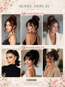 1pc Messy Short Curly Ponytail Hair Extension, Synthetic Heat-Resistant Fiber Clip-In Ponytail, Women's DIY Hairstyle, Suitable For Daily Wear, Holiday Party Events - Multicolor - View 6
