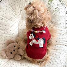 Pet Clothes Autumn/Winter New Fashion Dog & Cat Knitted Pullover Sweater, Suitable For Small And Medium-Sized Dogs - Red - View 5