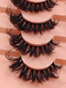 7 Pairs 5d Volume False Eyelashes Fluffy Russian Big Curling Imitation Mink Hair Eyelashes Dramatic Makeup Effect Suitable For Parties Stages And Travel - Black - View 5