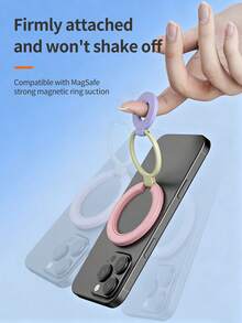 Tri‑Fold Magnetic Phone Ring Holder,360°Rotatable Alloy Finger Ring Kickstand,Multi‑Angle Desktop Stand Compatible With Magnetic Phone Cases - Multicolor - View 7