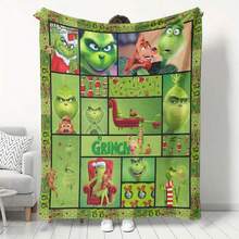 The Grinch 1pc Soft & Comfortable Modern Flannel Christmas Nap Blanket - Christmas Tree, Deer, Snowflake, Snowman - Polyester Nap Blanket - Digital Printing Process, Suitable For Sofa, Bed, Travel, Office Home Decor - Multicolor - View 10