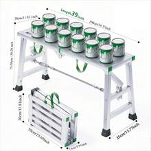 Folding Scaffold With Anti-Slip Widened Platform, Versatile For All Outdoor Scenarios, Freely Adjustable Support Heights, Foldable In One Second For Easy Storage.Comes With Anti-Slip Foot Pads And Safety Latches. Ideal For RV Maintenance - Silvery/650Lbs - View 3