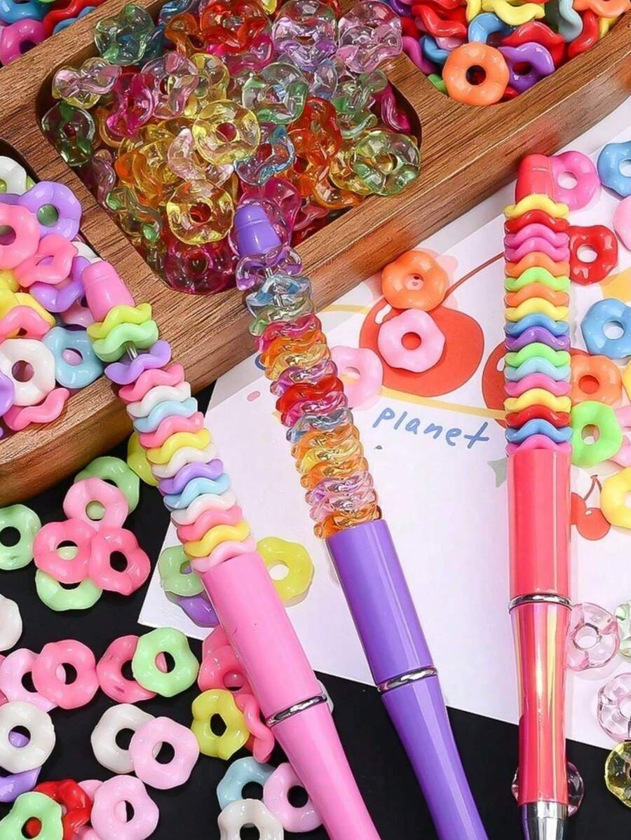 خرز فاصل أكريليك متموج 13 مم، ملون شفاف نابض بالحياة، إكسسوارات يدوية DIY لصنع المجوهرات، زينة معلقة بأسلوب لطيف