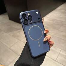 磨砂金屬磁吸手機殼，適用於 iPhone 18 Pro Max 17 16 15 14 13 Pro，附鏡頭保護膜，支援無線充電，防摔保護殼，適合送給女性與男性的禮物 - 藍色 - 查看 5