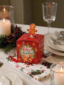 1/24pcs Christmas Gingerbread Man Candy Gift Box Random Style, 3D Gingerbread Man Top Card Design, Chocolate Cookie Packaging Box, Christmas Party Favor, Christmas Gift Packaging Box, Holiday Tabletop Decor - Multicolor - View 9
