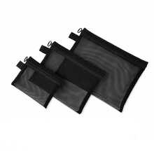3 Piecesadvanced Travel Storage Set, Including 3 Sizes Of Transparent Mesh Zipper Bags, Multi-Purpose Cosmetics And Toiletries Storage Bags, Suitable For Bathrooms, Suitcases, Homes, Offices, And Daily Necessities - Black - View 8