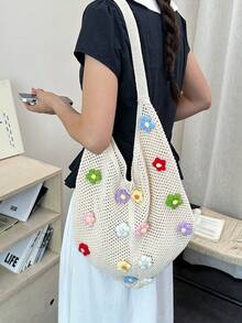 2026 Spring Fashion New Woven Crossbody Bag, Suitable For Daily, Casual, Outing, Travel, Vacation - White - View 3