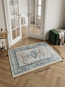 1pc Light Blue Bohemian Living Room Rug, Suitable For Kitchen, Dining Room, Bedroom, Room Holiday Decor, Indoor/Outdoor, Office, Lobby, Non-Slip Doormat, Bathroom Rug, Hallway, Study Gaming Area Rug - Dusty Blue - View 17