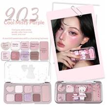 jill leen Little Bear Eyeshadow Nine-Color Matte Glitter Eyeshadow Palette Versatile Long Lasting Blendable Eyeshadow Brand Beauty Makeup - 眼影盤903+腮紅02 - 查看 3