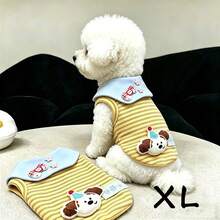 1件裝寵物狗/貓輕量條紋無袖背心，春夏款，適合貴賓犬及其他小型寵物穿著 - 黃色 - 查看 9
