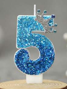 1pc Crown & Number Design Candle, Peacock Blue Creative Birthday Candle, Best Daily Birthday Gift For Mom Or Girlfriend - Peacock Blue Crown - View 15