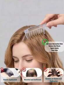 1pc Transparent Applicator Hair Comb, Unisex Scalp Care Massage Liquid Guide Comb, Wide-Tooth Straight Hair Comb, Multi-Functional Home Hair Care Comb - Clear - View 4
