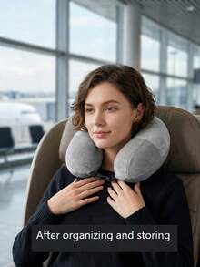Almohada de cuello en forma de U ajustable para viajes, diseño ancho y cómodo, con cremallera conveniente, portátil, adecuada para coche, tren, oficina y avión, ideal para vuelos de larga distancia - multicolor - Ver 11