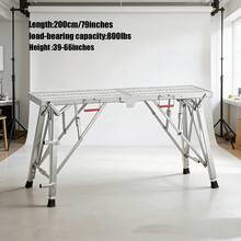 Folding Scaffold With Anti-Slip Widened Platform, Versatile For All Outdoor Scenarios, Freely Adjustable Support Heights, Foldable In One Second For Easy Storage.Comes With Anti-Slip Foot Pads And Safety Latches. Ideal For RV Maintenance - Silvery/850Lbs - View 1