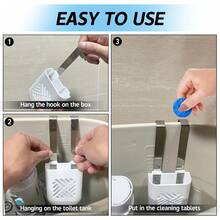 Hanging Toilet Bleach Tablet Holder, No‑Drill Easy‑Install Bathroom Cleaning Tablet Rack, 3.9 X 2.9 X 0.7 Inch Toilet Cleaner Accessory, Prevents Contamination, Protects Toilet From Dissolved Debris - White-1Set - View 4
