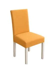 1pc Solid Color Chair Cover, Modern Minimalist Milk Silk Elastic Dining Chair Slipcover, Suitable For Living Room, Bedroom, Dining Room, Study And Other Occasions, Removable And Washable, All Season - Yellow - View 11