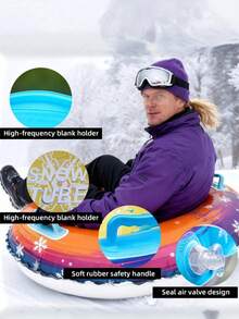 Inflatable Snow Tube - New Large Anti-Rollover Outdoor Adult Thickened Snow Sled/Cold-Resistant Snow Mat - Multicolor - View 5