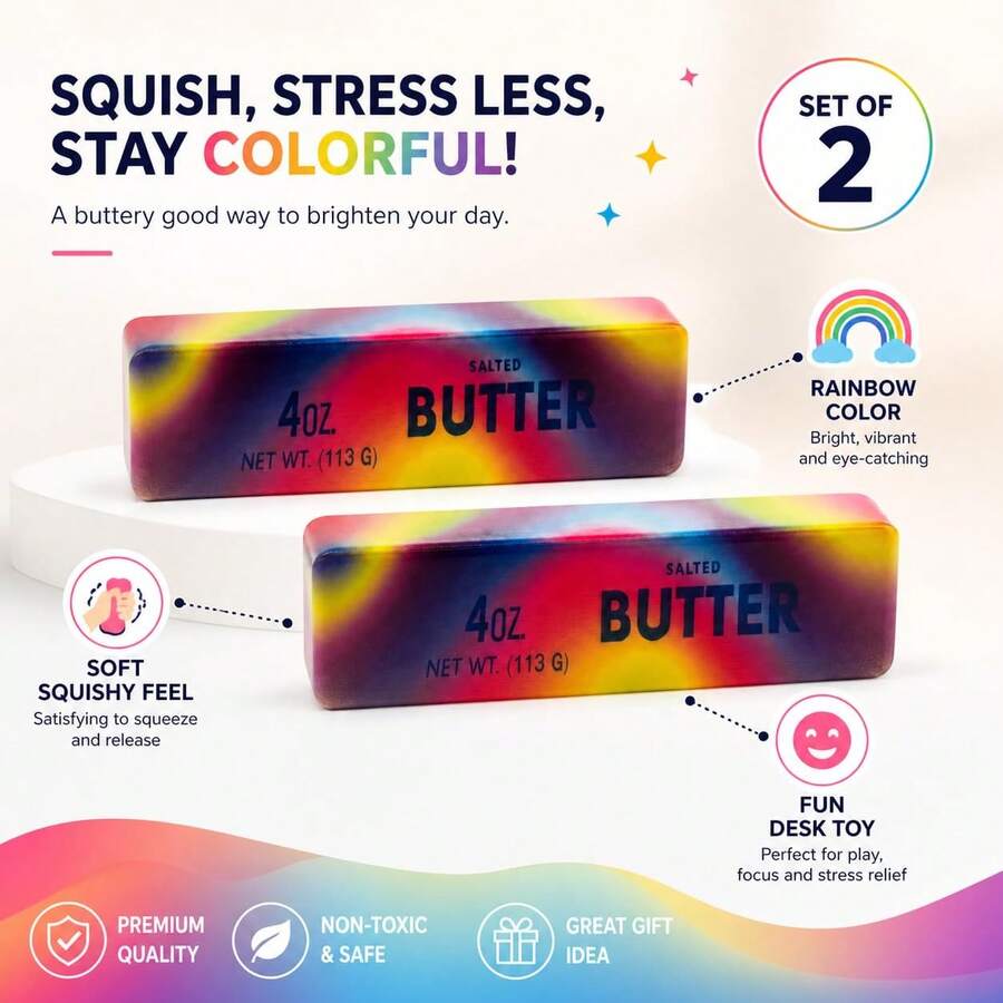 Tachimi 1pc Entertainment Colorful Butter Stick Squeeze Toy, Slow Rising Squishies, Crunchy Squishy Toy Supplies, Fidget Toys Kids Toys, Bag Packaging Fit For Routine Play Shipped Randomly - Multicolor - View 1