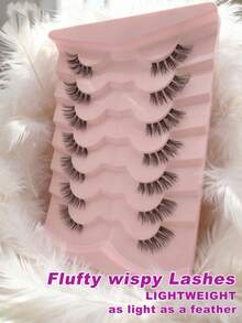 7 Pairs Cartoon Style False Eyelashes, Soft And Fluffy 3D Faux Mink Hair, Messy Wing Segmented Stem - Halloween Party Essential, Reusable, Lightweight Wispy Lashes, Suitable For Daily Charm And Special Occasions - View 5